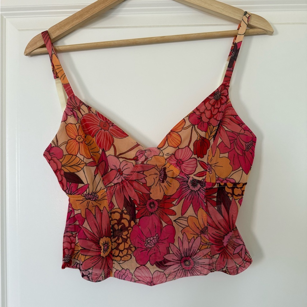 Timing Pink and Orange Floral Camisole